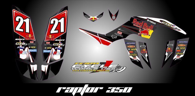 Yamaha raptor 350 semi custom graphics kit yfm350 pegatinas graficas