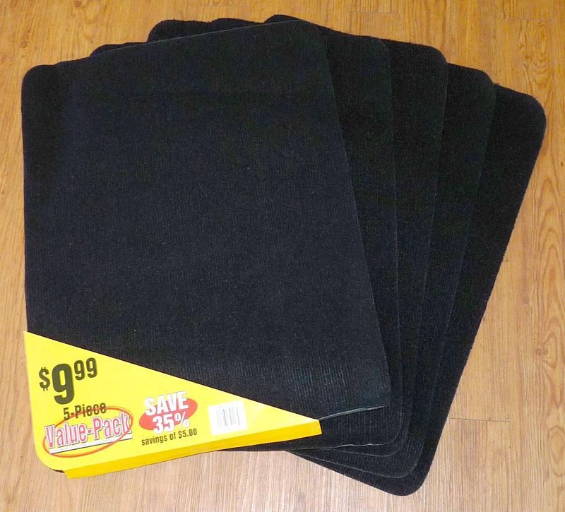 5-pack of roadpro universal 18 x 24" black carpet floor mats for truck rv camper