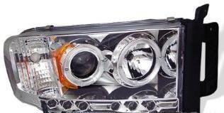 Spyder auto dodge ram 1500/2500/3500 chrome halogen led projector headlight