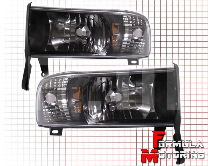 Dodge ram 1500 2500 94-01 crystal headlights lamps upgrade signal black/amber