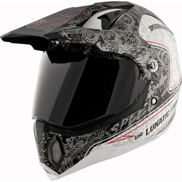 Black/white xxl speed and strength ss2500 lunatic fringe dual sport helmet