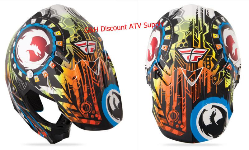 2014 fly racing dragon alliance helmet carbon fiber adult 2x pearl-white-multi