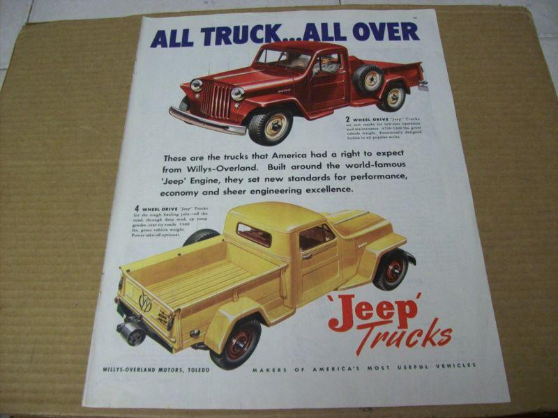 1948 willys jeep pickup truck  advertisement,   vintage  ad