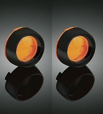 Kuryakyn deep dish turn signal bezels with amber lens for harley black 5481