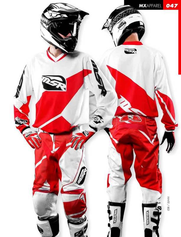 Msr max air split gear set wht/red jersey, pant, glove new motorcross