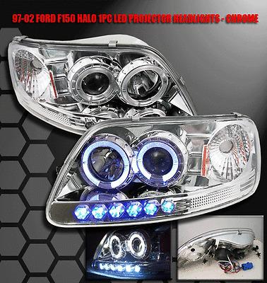 1997-2003 ford f150/1997-2002 expedition halo led projector headlight chrome set
