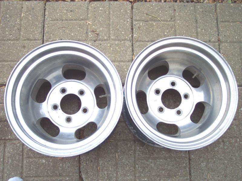 Vintage 14x10 chevy aluminum slot slotted mag wheels gasser