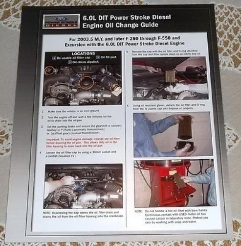 Ford 6.0 powerstroke diesel oil filter change guide literature brochure card!