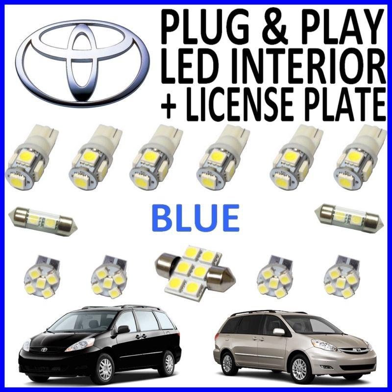 13 piece super blue led interior package kit + license plate tag lights ts1b