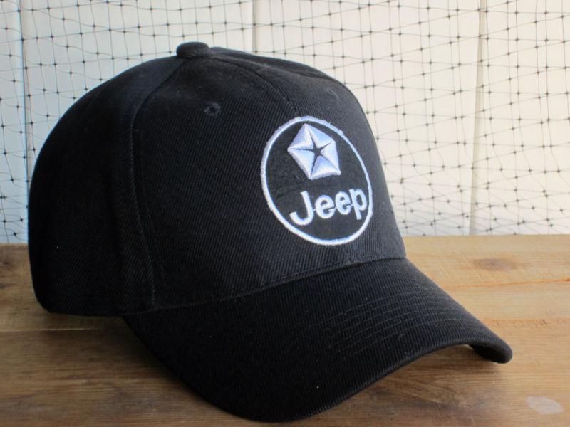New nwt jeep logo black baseball golf fishing hat cap lid automobile car truck @