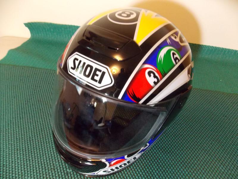 Shoei xl 8-ball dot snell approved motorcycle helmet & bagman bag