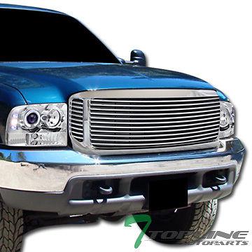Chrome horizontal style front hood bumper grill grille abs 99-04 ford f250 f350