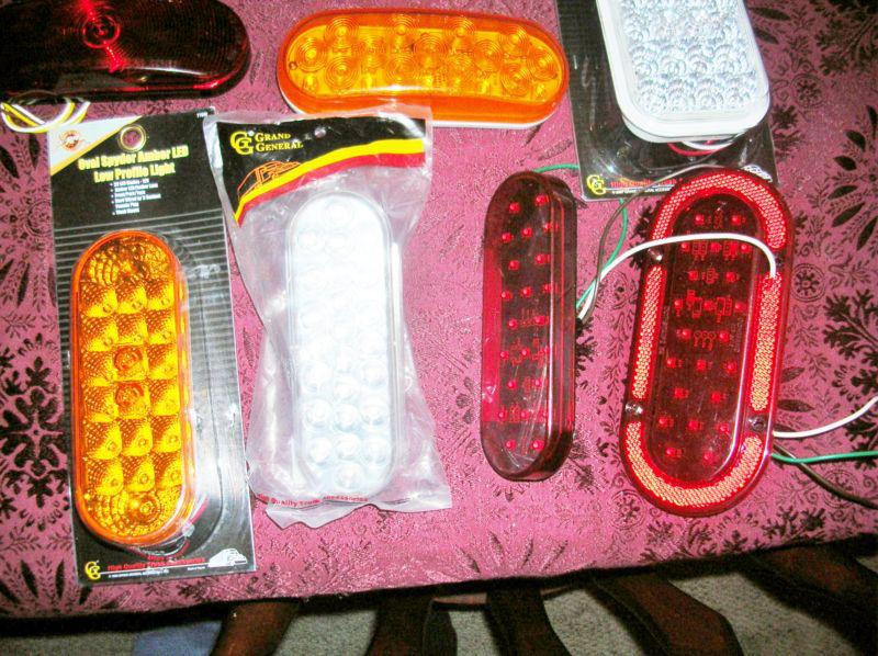 Lot of 7 led oval amber,red & clear tail/marker/brand new asst brands