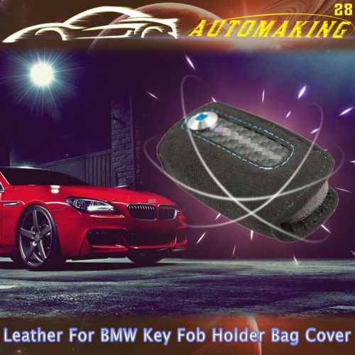 Key carbon alcantara leather case for bmw m performance 1-6 series x3 x4 blue