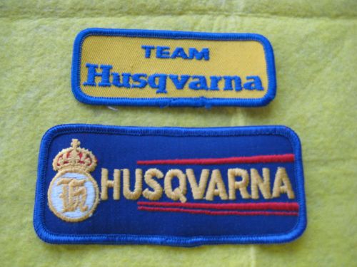 Vintage team husqvarna motorcycle patch set 3 5/8&#034; x 1  1/2&#034;- 4 1/2&#034; x 2&#034;