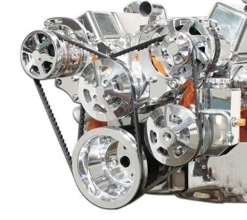 Sbc pulley kit billet polished finish ac/power steering. eddie motorsports