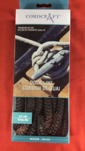 Dock line 1/2&#034; x 20&#039; black premium nylon braided cordcraft