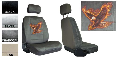 Bald eagle flaming flight 2 low back bucket car truck suv new seat covers pp 2a