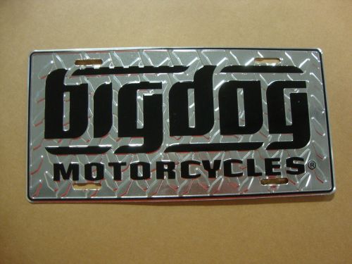 Big dog motorcycles auto license plate  silver diamond plate chopper pitbull
