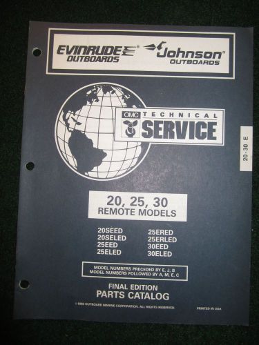 1996 omc evinrude johnson outboard parts catalog manual 20 25 30 hp remote