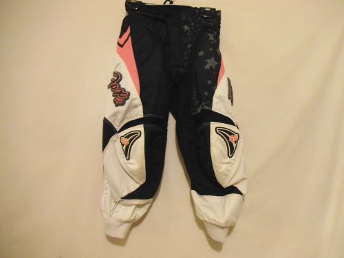 Girls fox racing pink black white  dirt bike motocross pants  sz 6 / 22