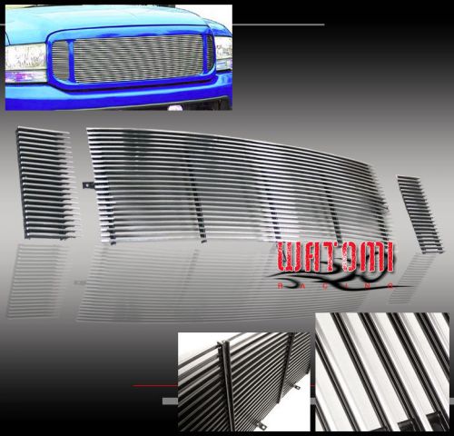 99-04 ford f250 f350 f450 f550 excursion upper billet grille grill polished 3pcs