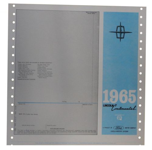 1965 lincoln new car window price sheet