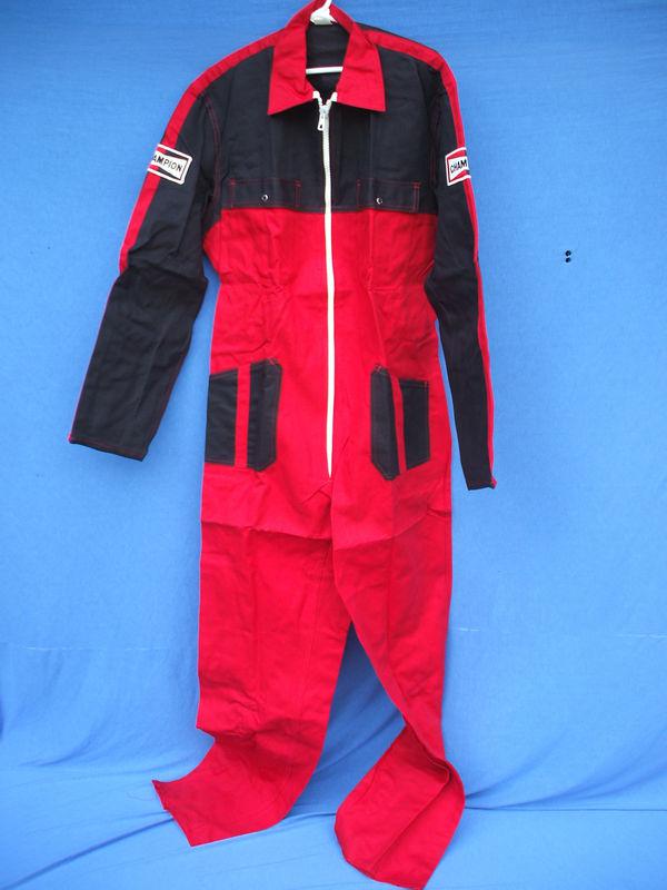 Nos 1980's champion spark plugs pit crew f- 1  boat racing team  suit,overalls