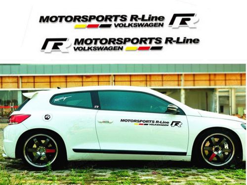 2pcs black motorsports r-line r vip car waist line racing decals stickers for vw