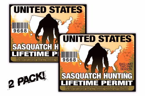2x sasquatch hunting permit license decal atv mx utv sled sticker united states