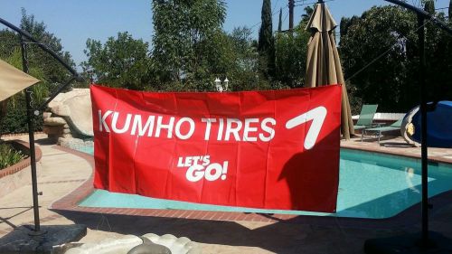 Huge 9 foot banner kumho tire banner lets go red  108&#034; x 45&#034; sign advertisement