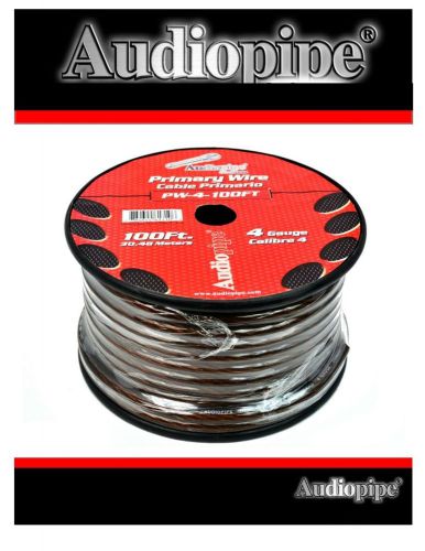 4 ga gauge 100 ft power ground wire cable copper clad audiopipe pw-4-100 black