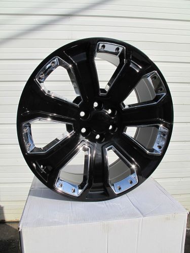 24&#034; gmc yukon sierra chevrolet silverado factory style black chrome wheels 5660
