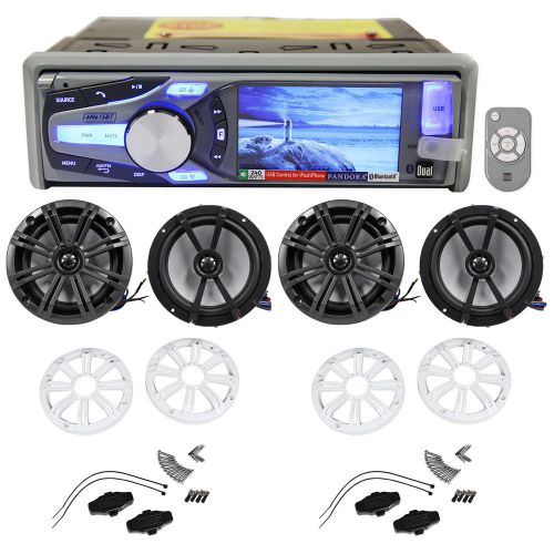 New! dual am615bt marine cd stereo receiver + (4) kicker 6.5” marine speakers