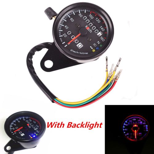 Motorcycle chopper dual odometer speedometer gauge led backlight signal light