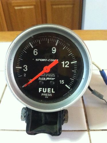 Auto meter sport comp gauge 2 5/8&#034; fuel pressure 0-15 psi - made in usa