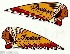 2 x fuel tank indian motorcycle vinyl sticker / decals 20cm scout chief