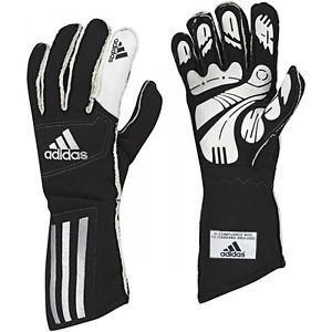 Adidas adistar nomex racing driving gloves - fia certified - black/white - small