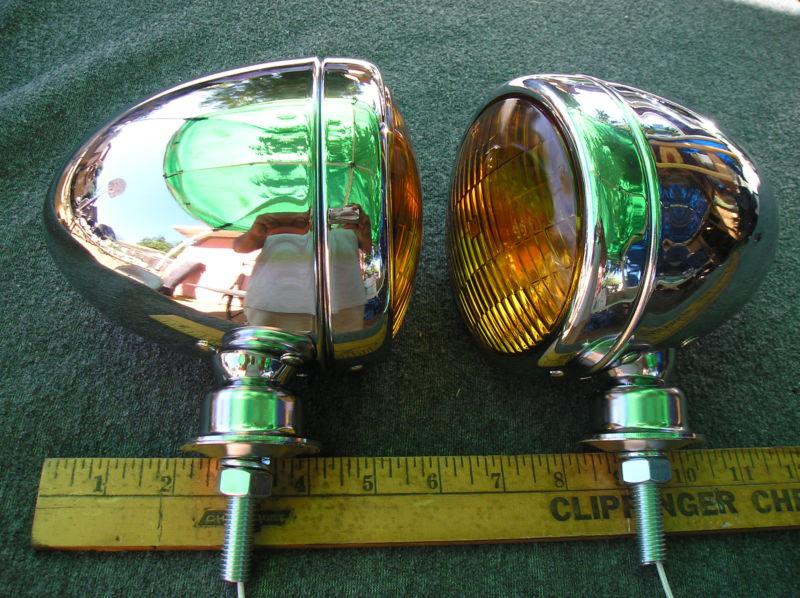 New custom vintage style small tear drop amber fog lights 12 volts !