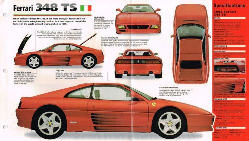 Ferrari 348 ts / 348ts spec sheet / brochure / catalog: 1991,1992,1993,1994