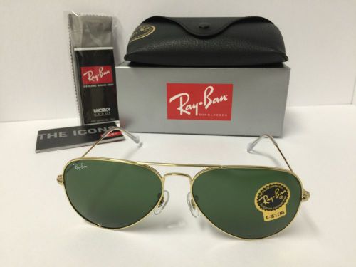 Ray ban rb 3025 l0205 58mm gold frame with green lens unisex aviator sunglasses