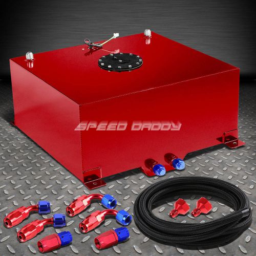 20 gallon red aluminum fuel cell gas tank+cap+level sender+nylon fuel line kit