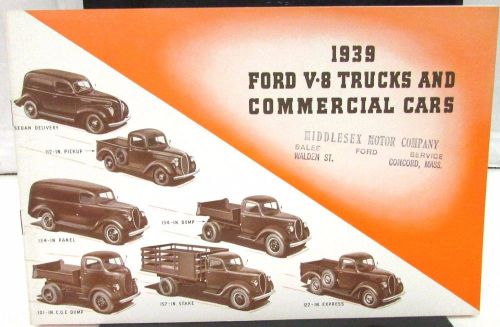 1939 ford v8 trucks and commercial cars on cover original dealer sales brochure