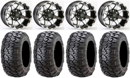 Sti hd6 gloss black golf wheels 12&#034; 23x10-12 ultracross tires yamaha