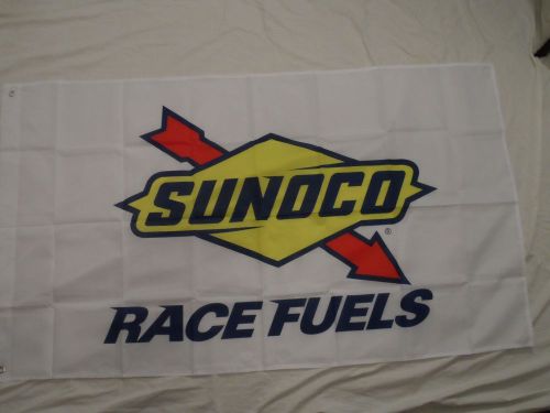Sunoco race fuels white 3 x 5 polyester banner flag man cave nascar racing!!!
