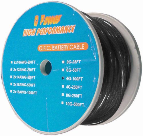 Power wire 4ga. 100&#039; black qpower 4g100bk wire