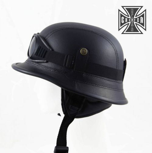 L black wwii german style motorcycle half helmet skull cap biker chopper novelty