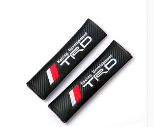 2x trd racing department black carbon fiber seat belt shoulder pads for trd