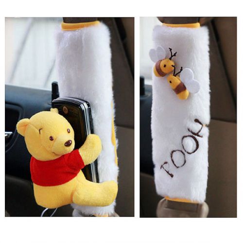 Car seat belt sleeves pocket storage cellphone / winnie the pooh / pair
