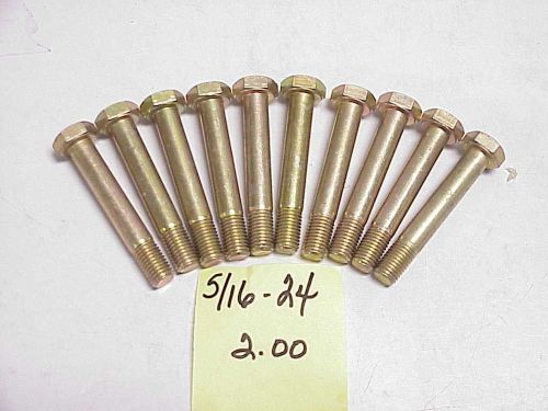10 fine thread bolts, steel, zinc plated, hex head, 5/16-24 x 2.00&#034;- .50&#034; thread